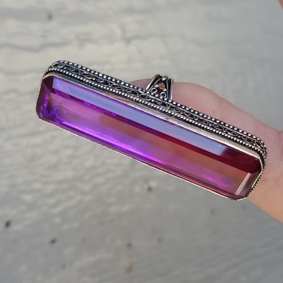 New Amazing Oversized Bi-Color Tourmaline 925 Silver Statement Ring. - Picture 11 of 16